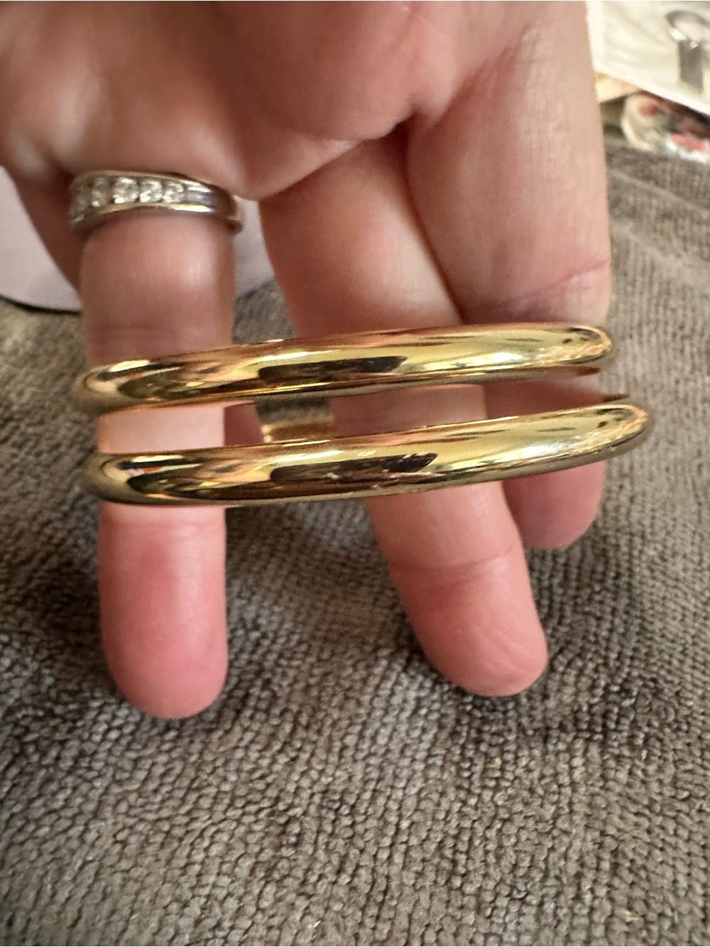 Unlisted Gold Double Open Cuff Bracelet